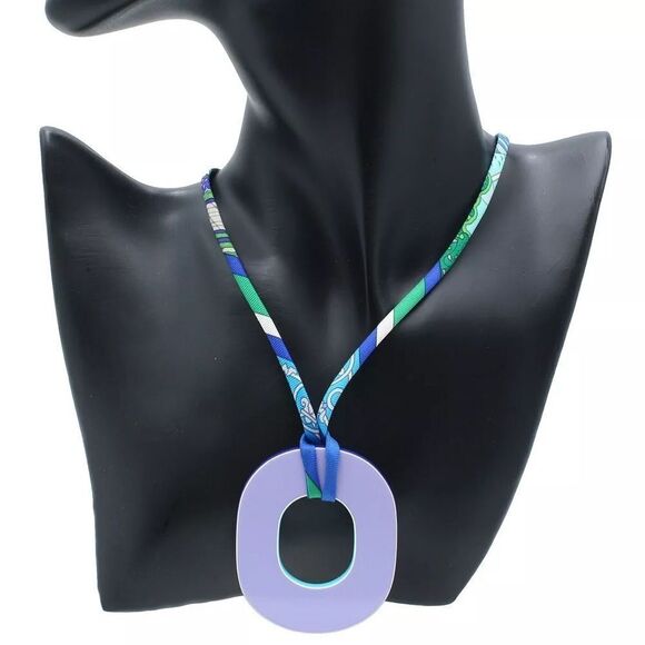 HERMES ISTHME Pigment Lacquer Silk Cord Necklace Pendant - Picture 1 of 10